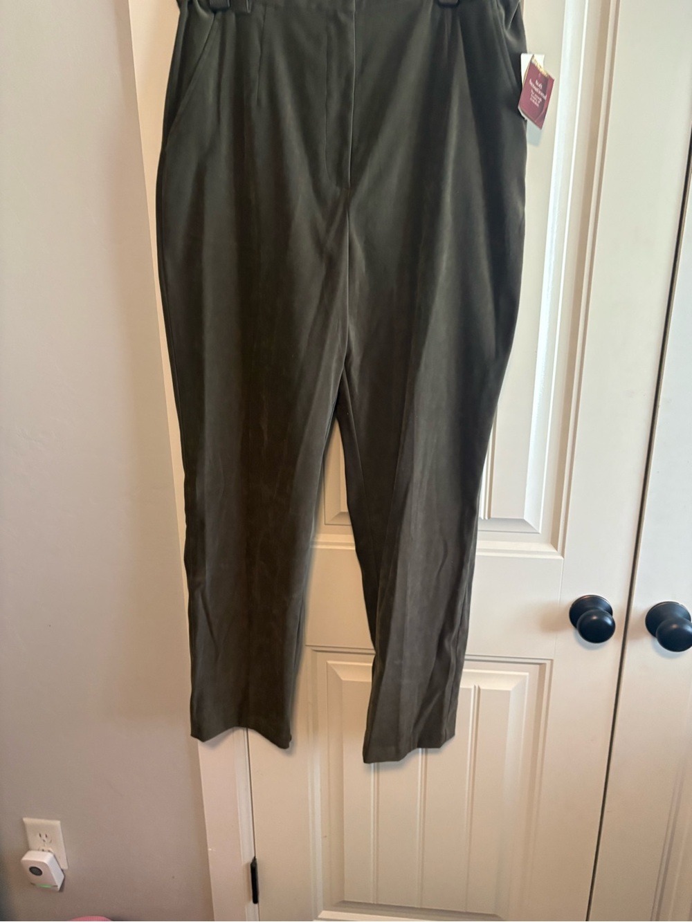 Coldwater Creek Olive Women's Pleated High-Rise Tapered Trousers